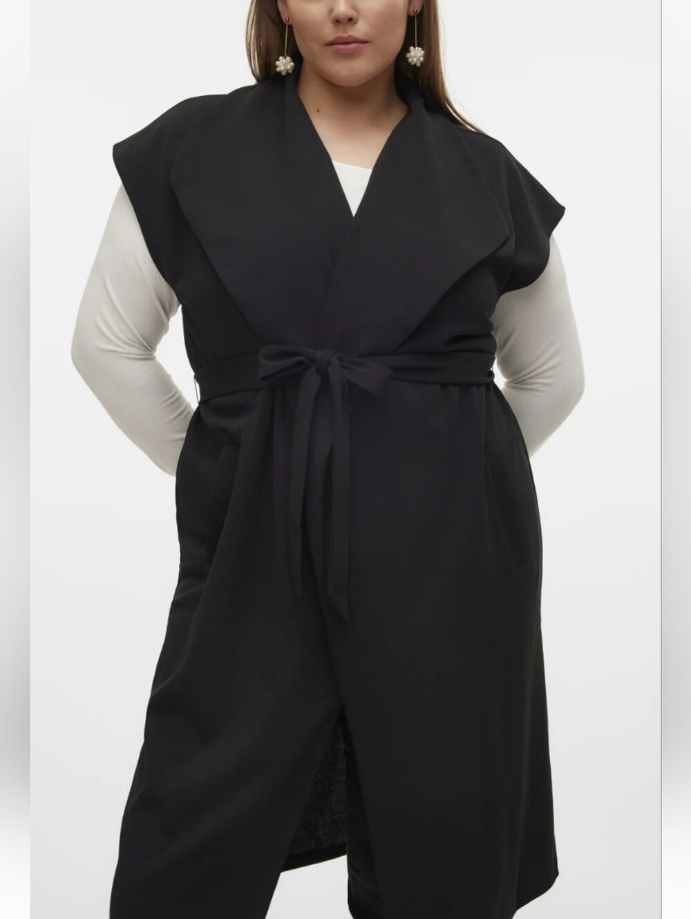 Vero Moda Black Long Sleeve Open-Front Duster 1X